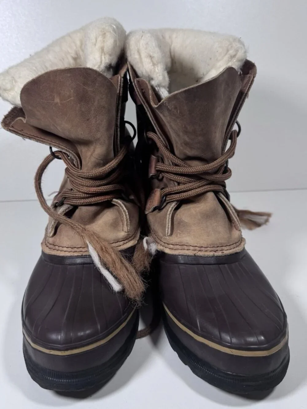 Vintage Sorel Alpine Hand Crafted Snow Boots Canada Made 8 Tan Caribou Leather